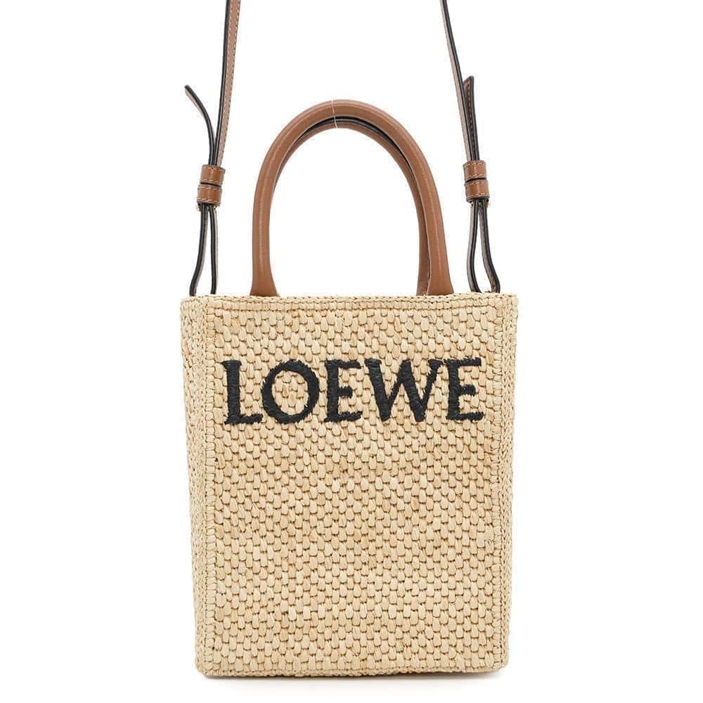 Loewe handbag logo standard raffia basket bag shoulder